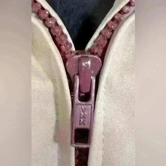 VINTAGE 80s Aigner Beige  Cotton Blend Leather Details Windbreaker Jacket Size 8 - Picture 6 of 9